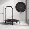 40" Foldable Mini Trampoline, Rebounder Trampoline for Adults with Adjustable Foam Handle, Black