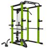 160lb Green Home Gym Set Multi-functional Power Cage, Home Adjustable Pullup Squat Rack 1000Lbs Capacity Comprehensive Fitness Barbell Rack