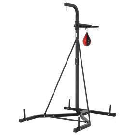 2 in 1 Punching Bag Stand, Steel Heavy Duty Workout Equipment, Adjustable Height Boxing Punching Bag and Speed Bag Stand, Freestanding Sandbag Rack