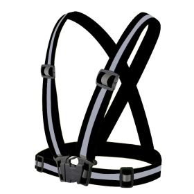 1pc Highlight Reflective Straps; Clothing Adjustable Safety Vest; Elastic Band For Adults And Children; Night Running Riding Gear (Color: BLACK)