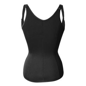 Zippered Waist Trainer Corset Waist Tummy Control Body Shaper Cincher Back Support with Adjustable Straps for Women (Color: BLACK, size: medium)