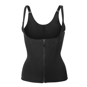 Zippered Waist Trainer Corset Waist Tummy Control Body Shaper Cincher Back Support with Adjustable Straps for Women (Color: BLACK, size: small)